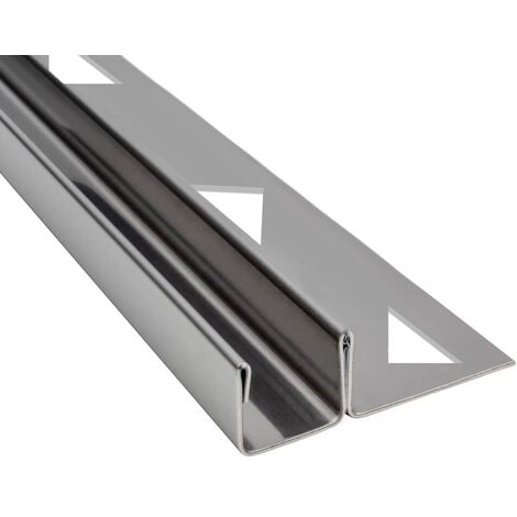 Glaszentrum Hagen - 2440x12,5x9 mm U profilo a parete in acciaio inox - profilo a pavimento - profilo di inserimento per docce