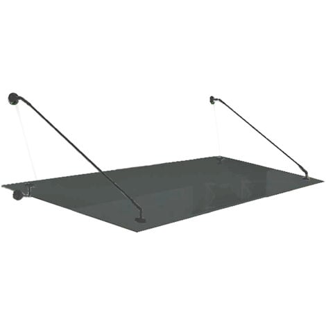 Glaszentrum Hagen - Pensilina in vetro grigio 150x90 cm  - Trasparente - incl. Supporto nero