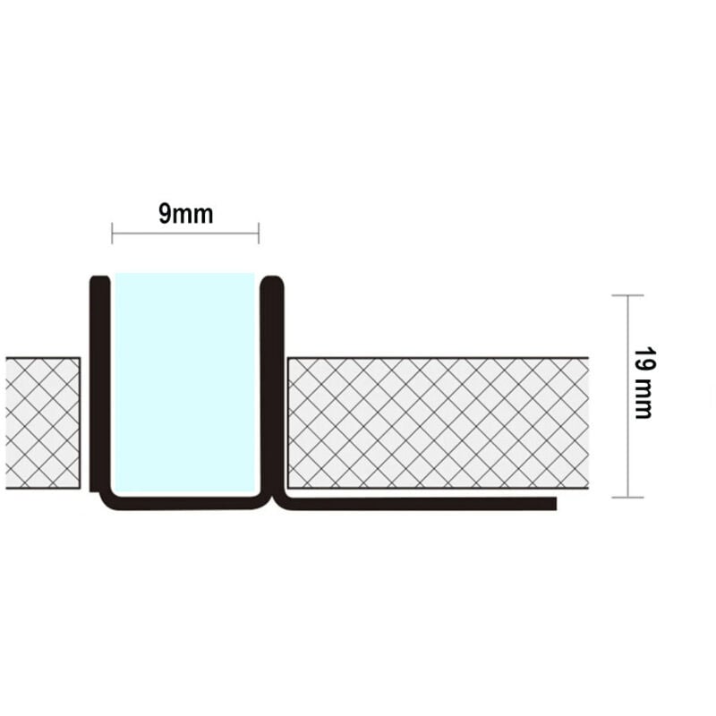 Glaszentrum Hagen - Profilé mural en acier inoxydable U 2440x19x9 mm - Profilé de sol - Profilé d'insertion pour douches