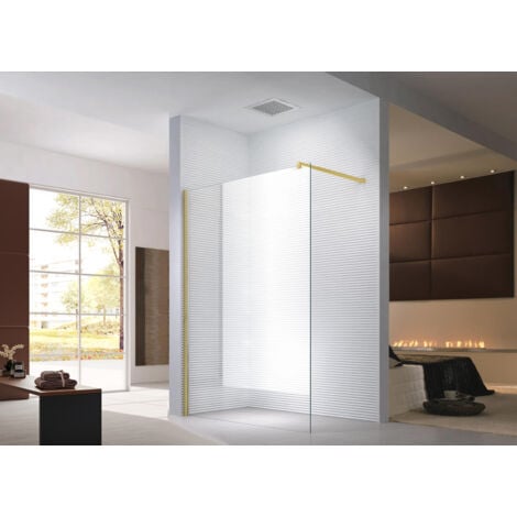 Glaszentrum Hagen - (Type-GD] Cabine de douche à l'italienne 150x200 cm - douche avec profilé en aluminium doré