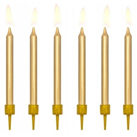 Glatte Geburtstagskerzen, Gold (1 Packung / 6 Stk.)