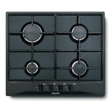 Glem Gas GT64BK. Colore del prodotto: Nero, Posizionamento dell'apparecchio: Da incasso, Dimensione della larghezza del piano cottura: 60 cm. Bruciatore piccolo: 1000 W, Bruciatore medio: 1750 W, B...