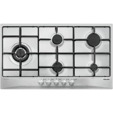 Glem Gas GT95TIX. Colore del prodotto: Acciaio inox, Posizionamento dell'apparecchio: Da incasso, Tipo di piano cottura: Gas. Bruciatore piccolo: 1000 W, Bruciatore medio: 1750 W, Bruciatore grande...