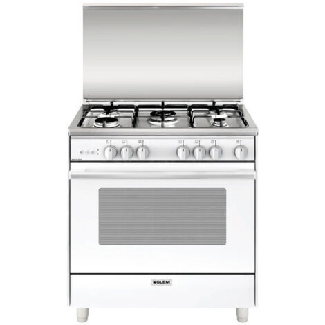 Glem Gas U855VX Cucina 80cm Bianca 5 Fornelli Gas Forno Elettrico 84L