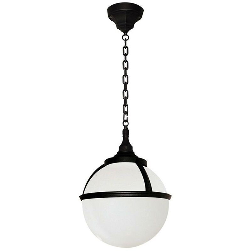 Elstead Lighting - Elstead Glenbeigh - 1 Light Outdoor Globe Ceiling Chain Lantern Black IP44, E27