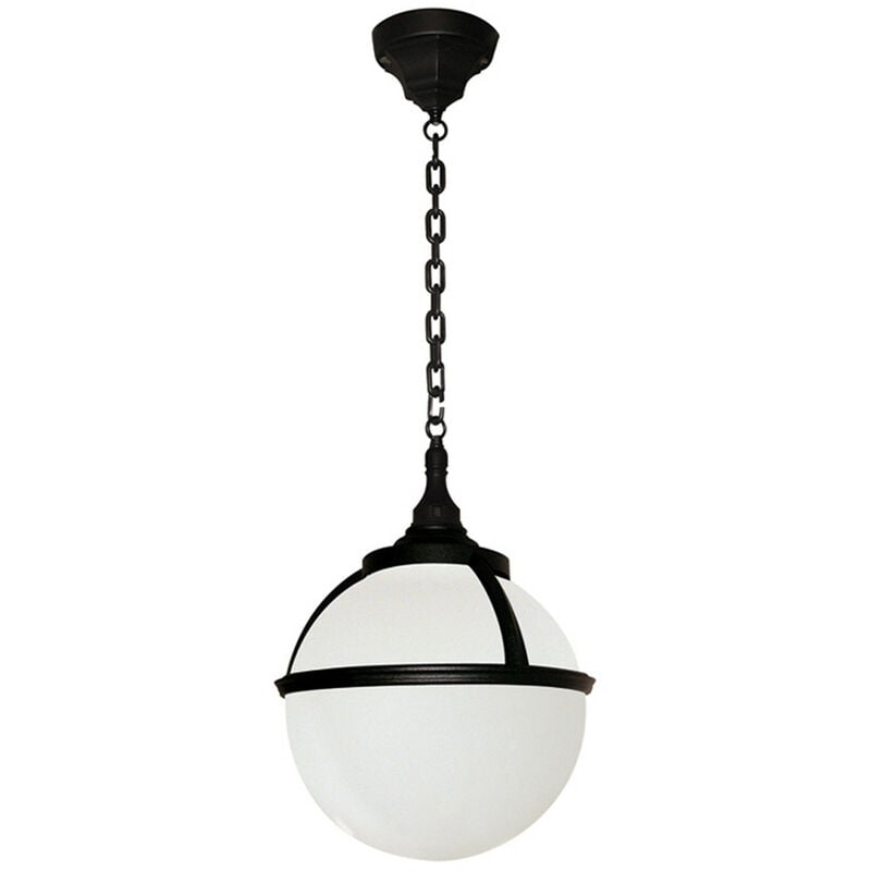 Glenbeigh - 1 Light Outdoor Globe Ceiling Chain Lantern Black IP44, E27 - Elstead