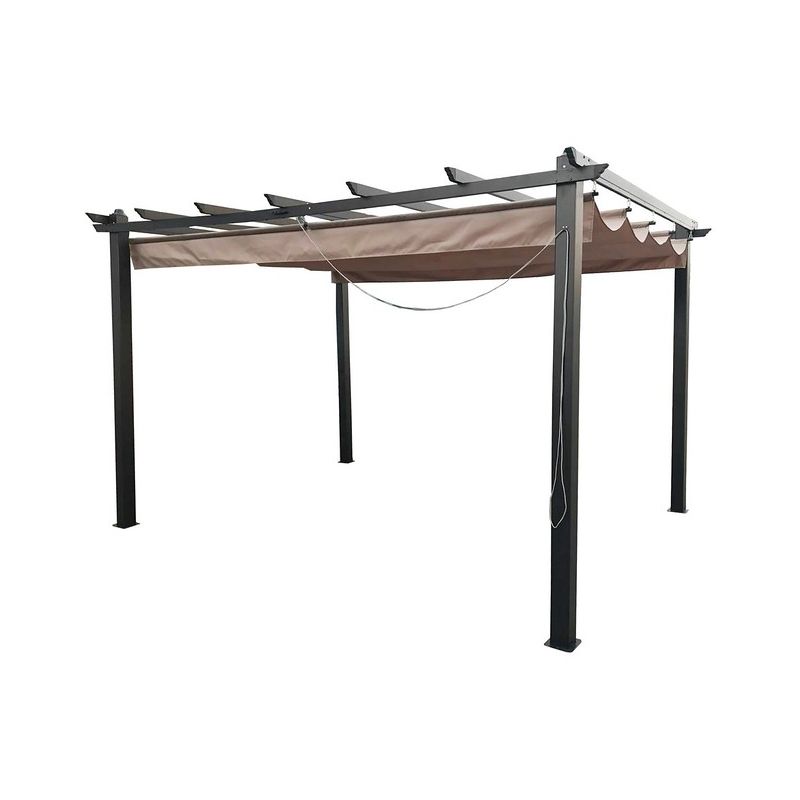 Glendale Leisure - Seville Gazebo Outdoor Garden bbq Shelter, Party tent with Retractable Canopy - L300 x W400 x H260 cm - Mocha/Beige