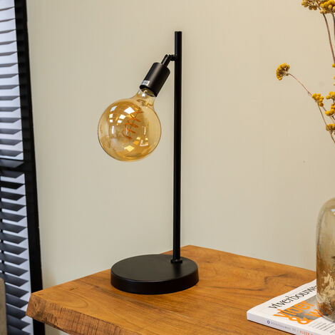 GLENN Lampe de chevet industrielle en métal noir avec source de lumière gratuite - Noir