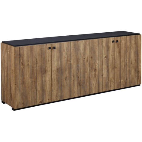 GLESS - Buffet 4 Portes Aspect Bois Finition Denver Façon Lambris