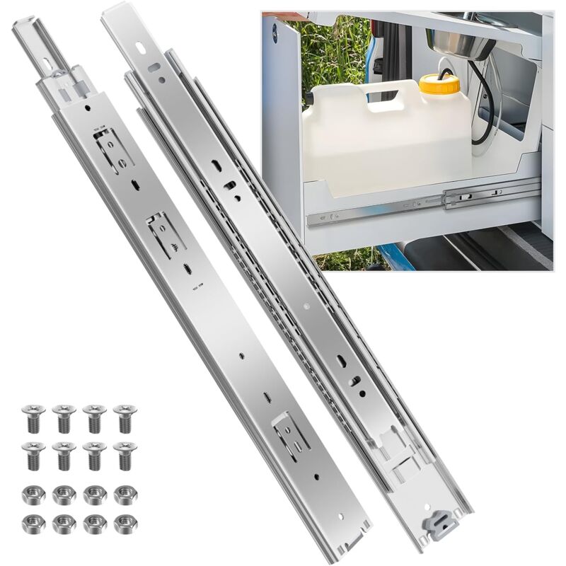 Glissiere pour Tiroir Charge Lourde Avec Amortisseur Coulisse Tiroir 68kg Capacité de Charge Roulement à Billes 400 mm, 1 paire