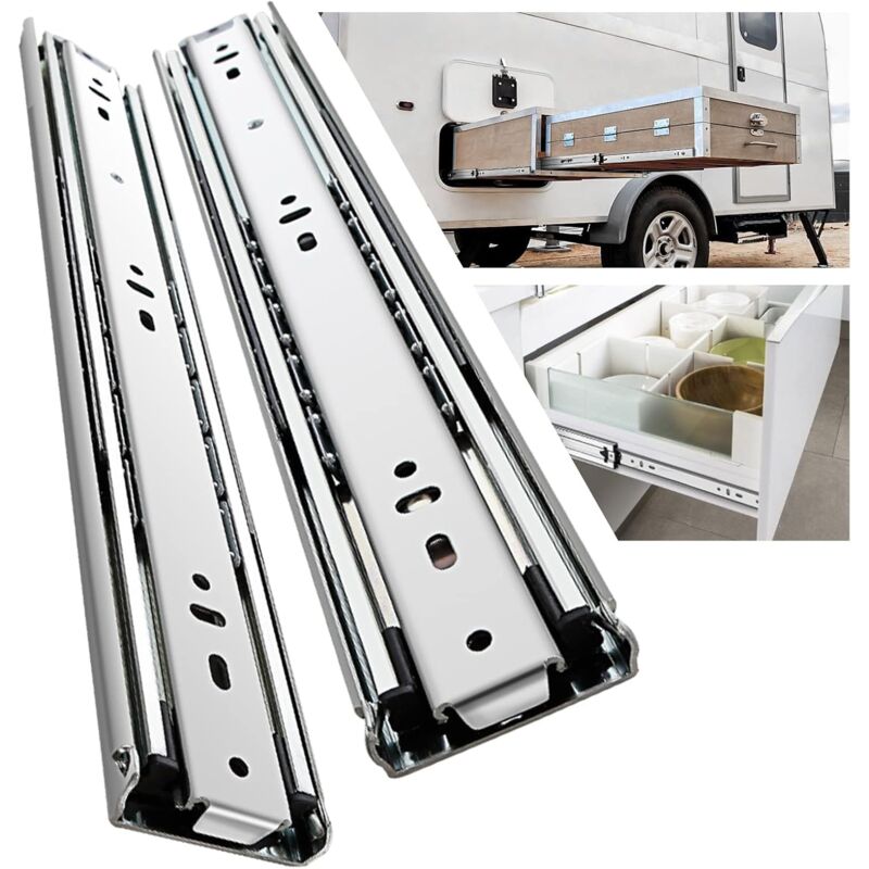 Glissiere pour Tiroir Charge Lourde Avec Amortisseur Coulisse Tiroir 35kg Capacité de Charge Roulement à Billes 450 mm, 1 paire - Ineasicer