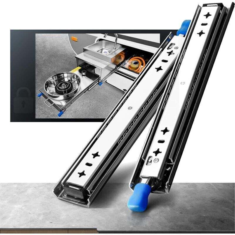 Glissiere pour Tiroir Charge Lourde Avec Serrure de Fixation Coulisse Tiroir 120kg Capacité de Charge Roulement à Billes 1 paire（30cm）