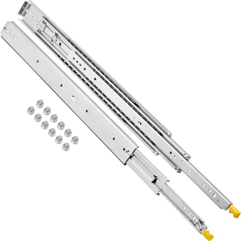 Glissières de tiroir Mophorn de 52 po avec serrure, acier robuste, capacité de 500 lb, extension complète en 3 parties, roulement à billes, montage