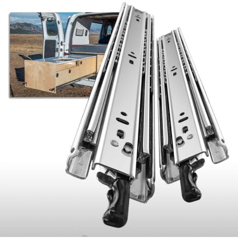 Glissières de tiroir robustes avec serrure, extension complète, 40cm, roulement à billes verrouillable, montage latéral, glissières pour armoire(1 paire)