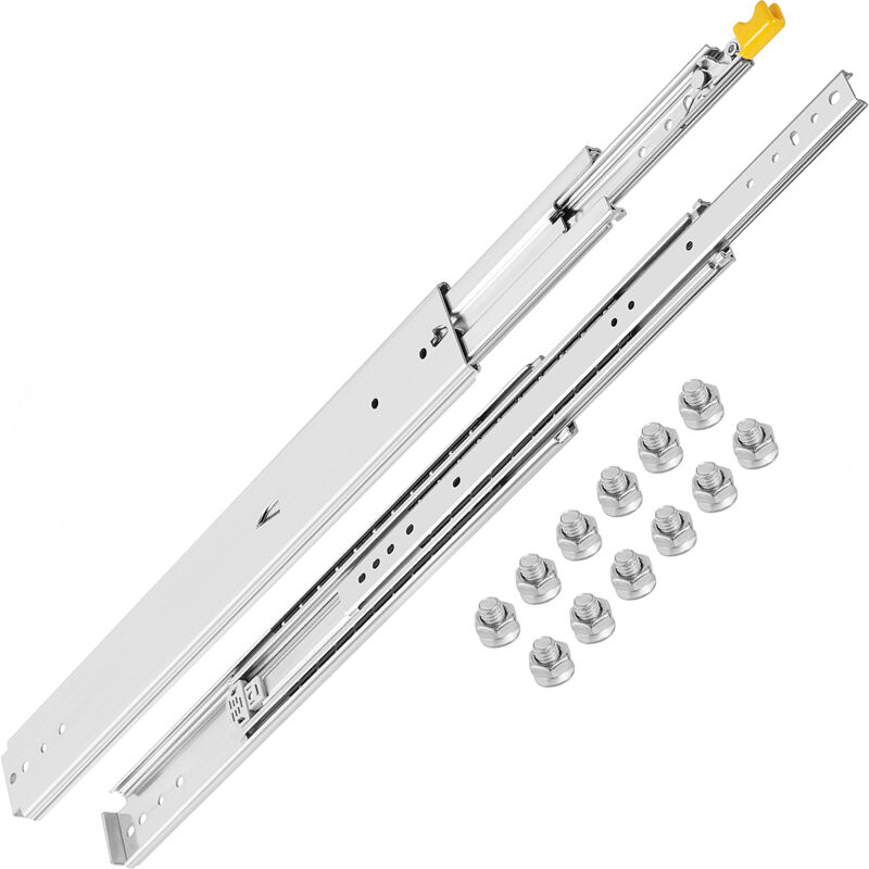 Glissières de tiroir robustes Mophorn de 24 po de longueur, glissières de tiroir à roulement à billes à montage latéral verrouillable, capacité de