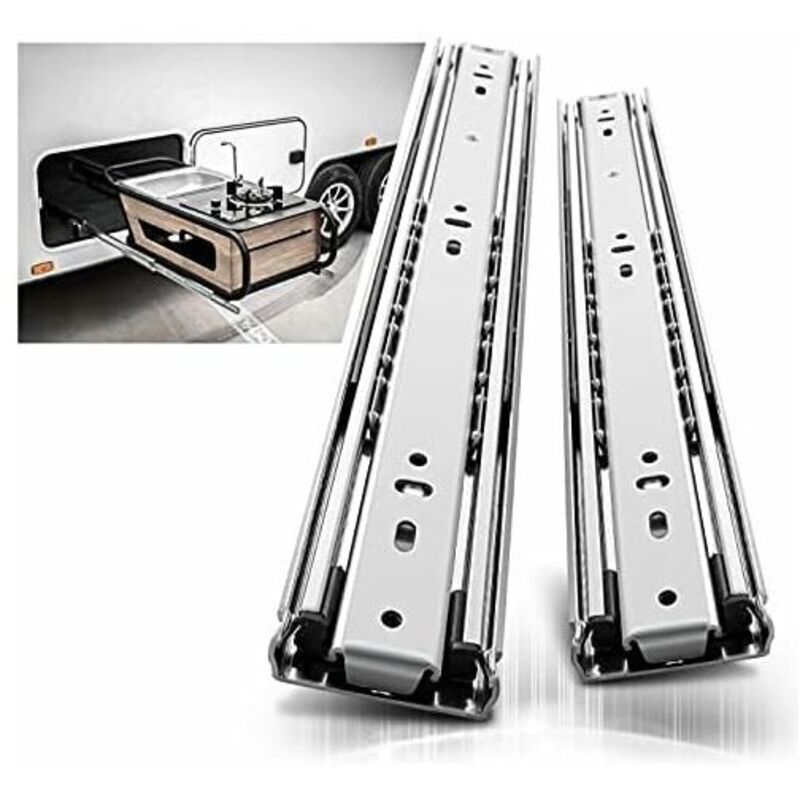Glissières tiroir robustes 400mm, Coulisse de tiroir à roulement à billes à extension complète Rail, Capacité de charge 68 kg 1 paire - Tigrezy