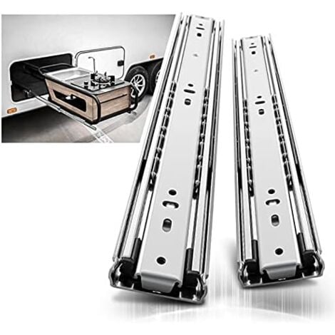 Glissières tiroir robustes 400mm, Coulisse de tiroir à roulement à billes à extension complète Rail, Capacité de charge 68 kg 1 paire