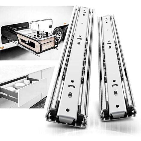 Glissières tiroir robustes 400mm, Coulisse de tiroir à roulement à billes à extension complète Rail, Capacité de charge 68 kg 1 paire