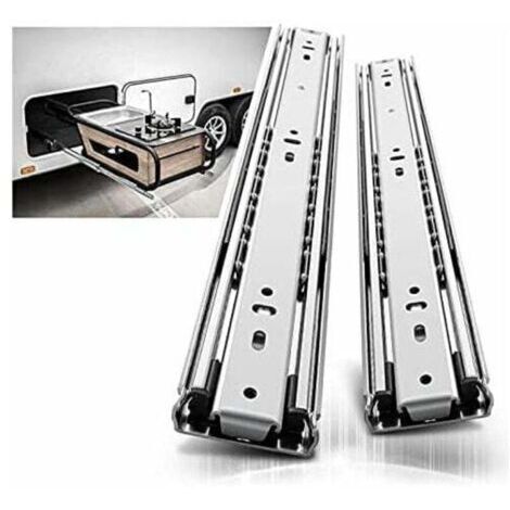 -Glissières tiroir robustes 400mm, Coulisse de tiroir à roulement à billes à extension complète Rail, Capacité de charge 68 kg 1 paire