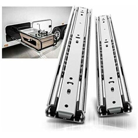 Glissières tiroir robustes 400mm, Coulisse de tiroir à roulement à billes à extension complète Rail, Capacité de charge 68 kg 1 paire