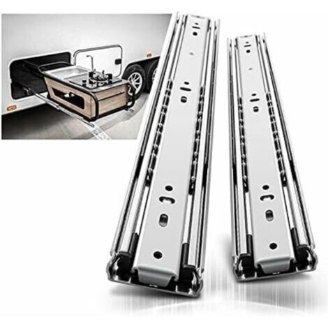 Glissières tiroir robustes 400mm, Coulisse de tiroir à roulement à billes à extension complète Rail, Capacité de charge 68 kg 1 paire