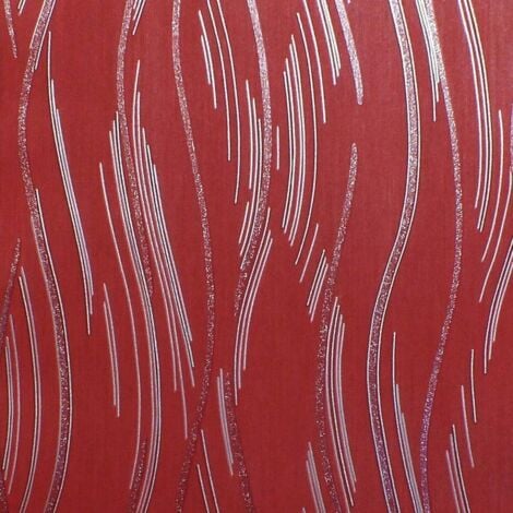 Glitter Wallpaper Shimmer Textured Modern Lines Stripes Red Grey Silver