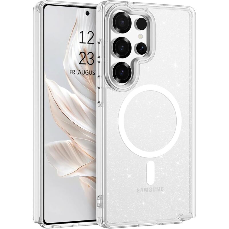Oem Glitzer-Magnethülle Mit Magsafe Für Samsung Galaxy S25 Ultra, Transparent