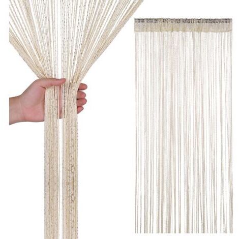 Glitzernder Schnur-Quastenvorhang, Raumteiler, ideal für Tür, Fenster, Innendekoration, Veranstaltung, 200 cm x 100 cm - Champagner