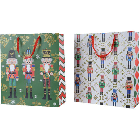 Glitzerndes rechteckiges Geschenktaschen-Set mit Griff, 2 Stück, 16 x 42 x 48 cm