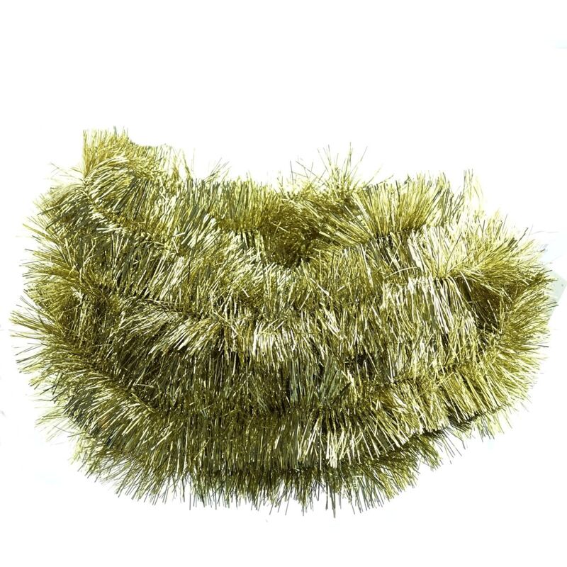 Decoris Weihnachtsdeko Lametta - Girlande Goldfarben 2, 7 Meter - Kunststoff