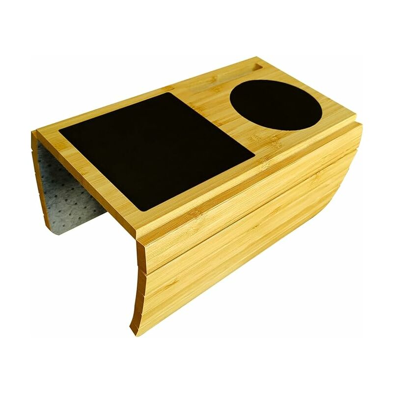 Global Plateau de canapé en bambou avec antidérapant, flexible et pliable pour accoudoir de canapé, boissons, collations, télécommande ou téléphone