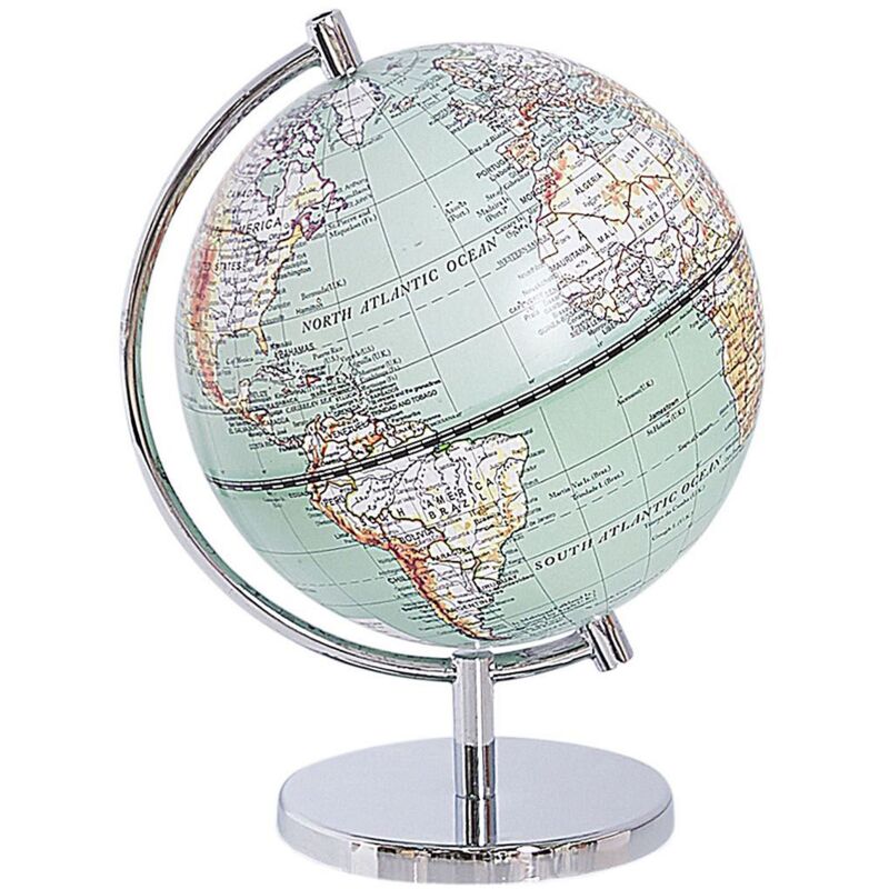 Globe Terrestre Bleu Clair en Matière Synthétique 20 cm de Hauteur Accessoire de Décoration pour Chambre Salon ou Bureau de Style Moderne