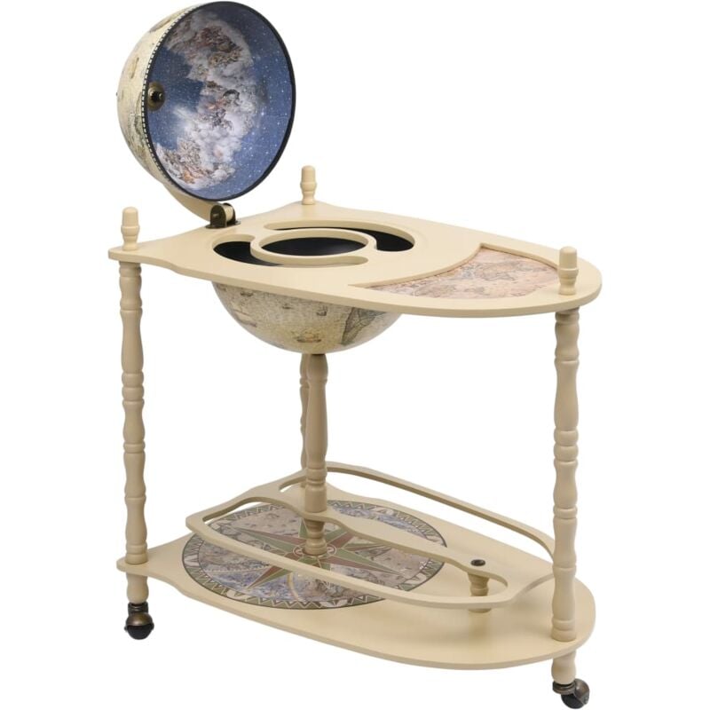 Décoshop26 - Globe bar support de vin autoportant globe 70 x 45 x 88 cm bois d'eucalyptus vert et blanc DEC024445