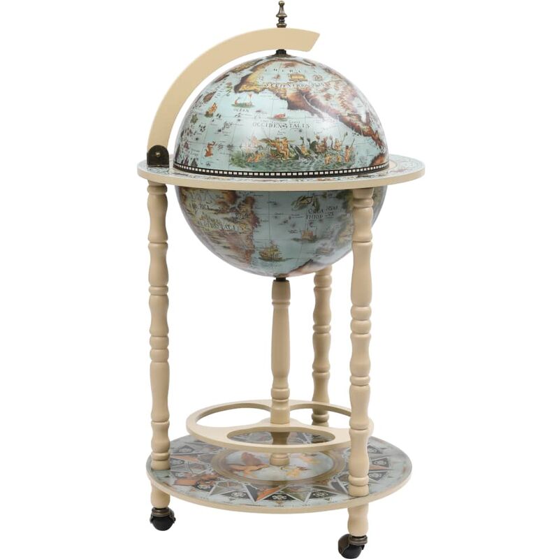Vidaxl - Globe Bar Wine Stand Eucalyptus Wood Blue