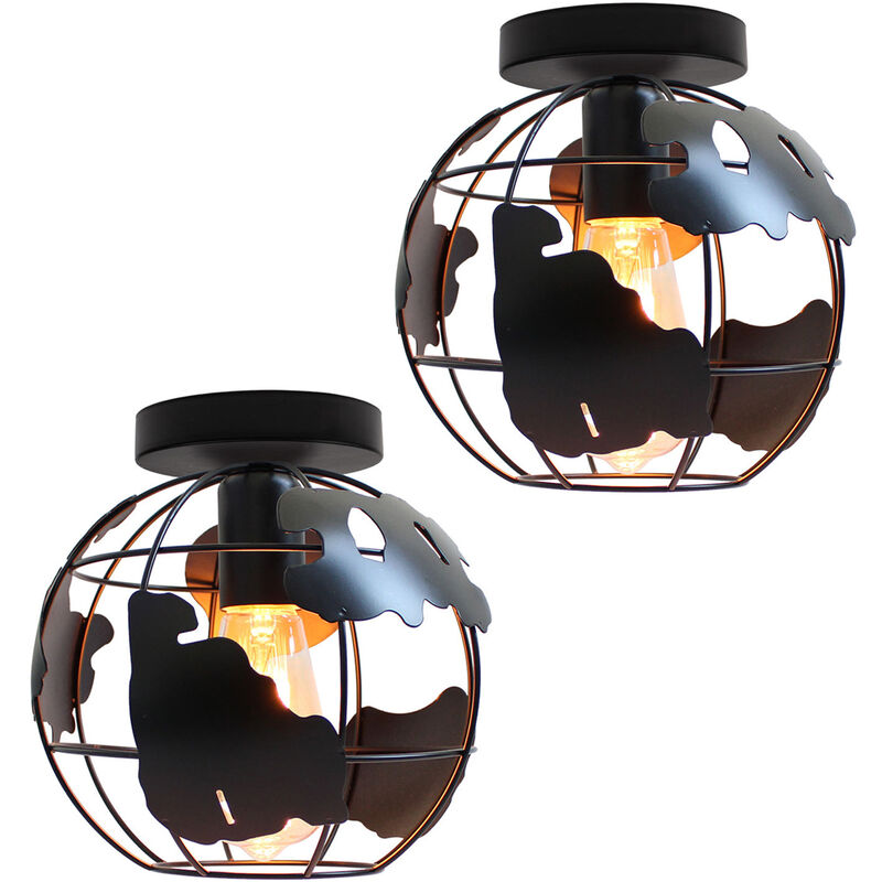 Wottes - Globe ceiling lamp E27 modern decorative ceiling lamp metal living room bedroom creative - Nero