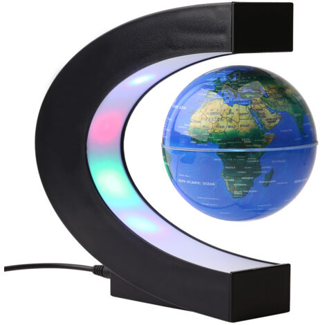 Globe Magnétique Flottant 3" en Forme de C avec Carte du Monde - Décoration de Bureau (100-240V EU)