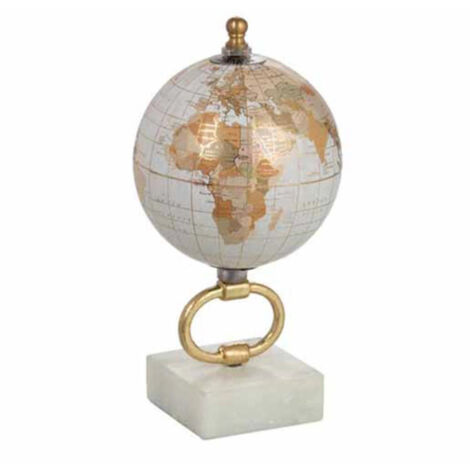 Globe sur Pied en Marbre "Mappemonde" 20cm Or