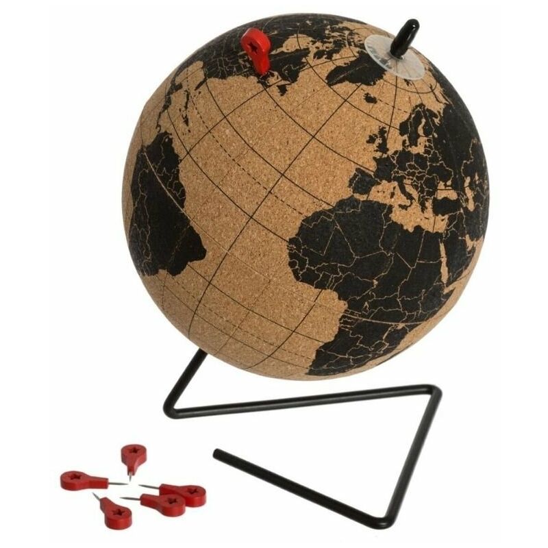 Globe Terrestre en Liège 15cm avec 6 pins Silumen