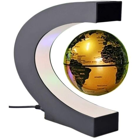 Globe Terrestre Lumineux Led Flottant Magnétique Levitation Globe Lamp avec Lumières LED et Base en forme C pour Décorations Maison et le Bureau