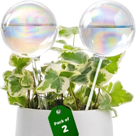 Globes d’Arrosage 2Pcs Automatique pour Plantes d’Intérieur et d’Extérieur Système d’Irrigation Autonome Réserve d’Eau Boule en Verre Coloré Arrosage Autonome Jardin