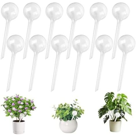 Globes d'arrosage Automatique, 12 Pièces d’arrosage en Plastique, Boules d'Irrigation pour Plantes 13 x 5 cm, Ampoules d'Arrosage, Arrosage Plante Interieur Fleurs Jardin Pot -