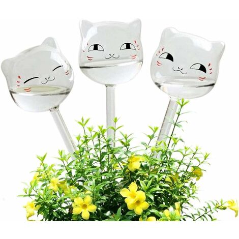 Globes D'Arrosage Pour Plantes Ampoules Auto-Arrosantes En Forme De Chat Pointes D'Arrosage Pour Elfe Verre Clair Outil D'Auto-Arrosage Pour Plantes Dksfjkl