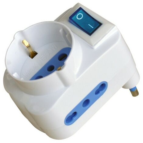Globex adattatore triplo in blister 2p+t spina 16a/2 prese 10-16a+schuko con interruttore (10 pezzi) - Globex