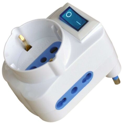 Globex ADATTATORE TRIPLO IN BLISTER 2P+T spina 16A/2 prese 10-16A+schuko con interruttore 10 PZ