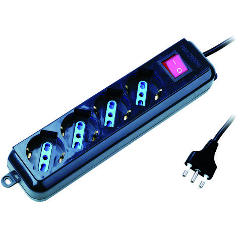 Globex MULTIPRESA CON INTERRUTTORE IN BLISTER 4 posti 2P+T 10/16A schuko col. Nero