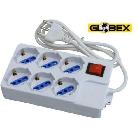 Globex MULTIPRESA CON INTERRUTTORE IN BLISTER 6 posti (3+3) 2P+T 10/16A schuko