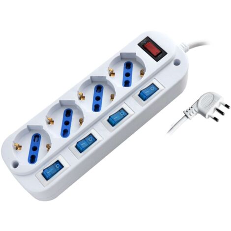 Globex Multipresa In Blister Con 5 Interruttori 4 Posti 2P+T 10/16A Schuko