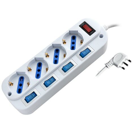 Globex multipresa in blister con 5 interruttori 4 posti 2p+t 10/16a schuko - Globex