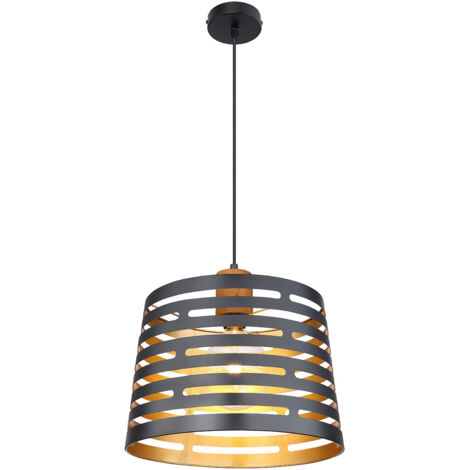Globo Ablona Suspension cylindrique 35 cm, noir mat, 1 ampoule E27