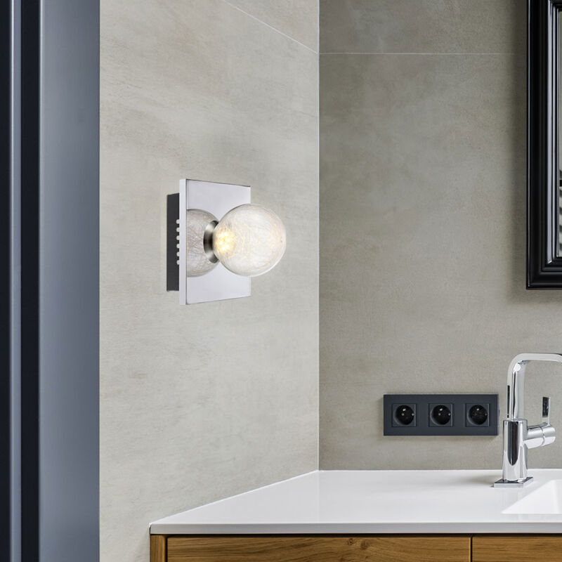 Globo - Applique led applique structure boule de verre chrome h 15 cm salon chambre